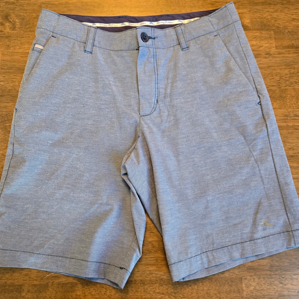 Tommy Bahama Mens Boracay Chino Shorts Blue Heather Size 30 Flat Front Casual